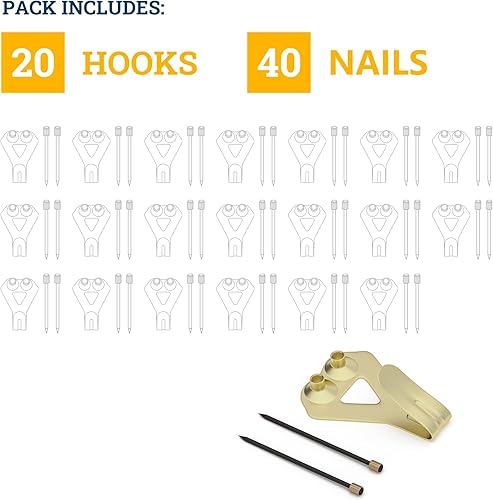 Miniatura 9 de Picture Frame Hooks Supports Up to 30 lbs - 25Pack with Nails Picture Hanging Hooks for Drywall - Mirror Hanging HardwarePlaster Wall Picture