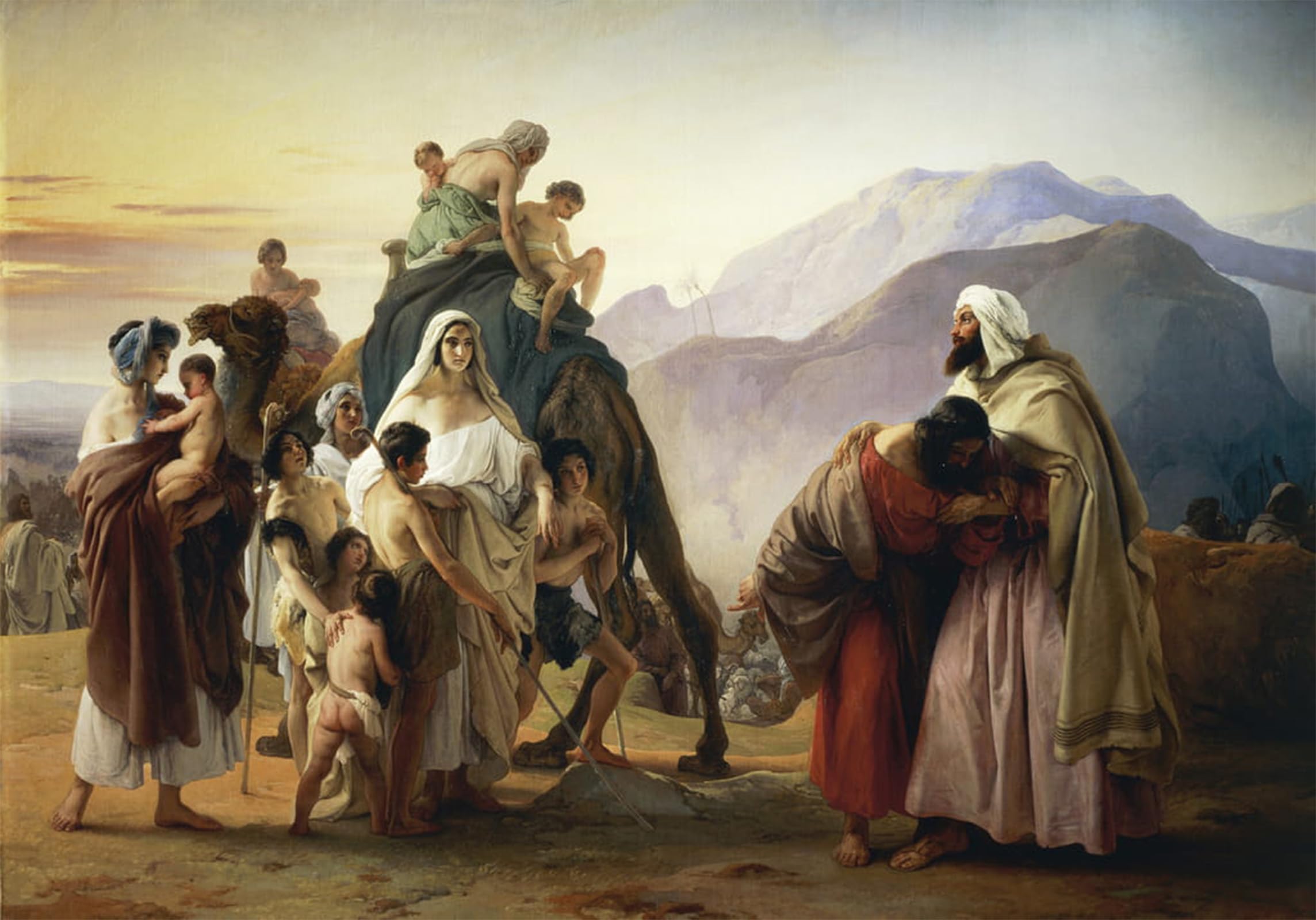 ARTXLXXBN Famous Painting Canvas Artwork Graffiti Print Reconciliation of Esau with Jacob by Francesco Hayez Portrait Canvas Image for Home Decor 60x90cm