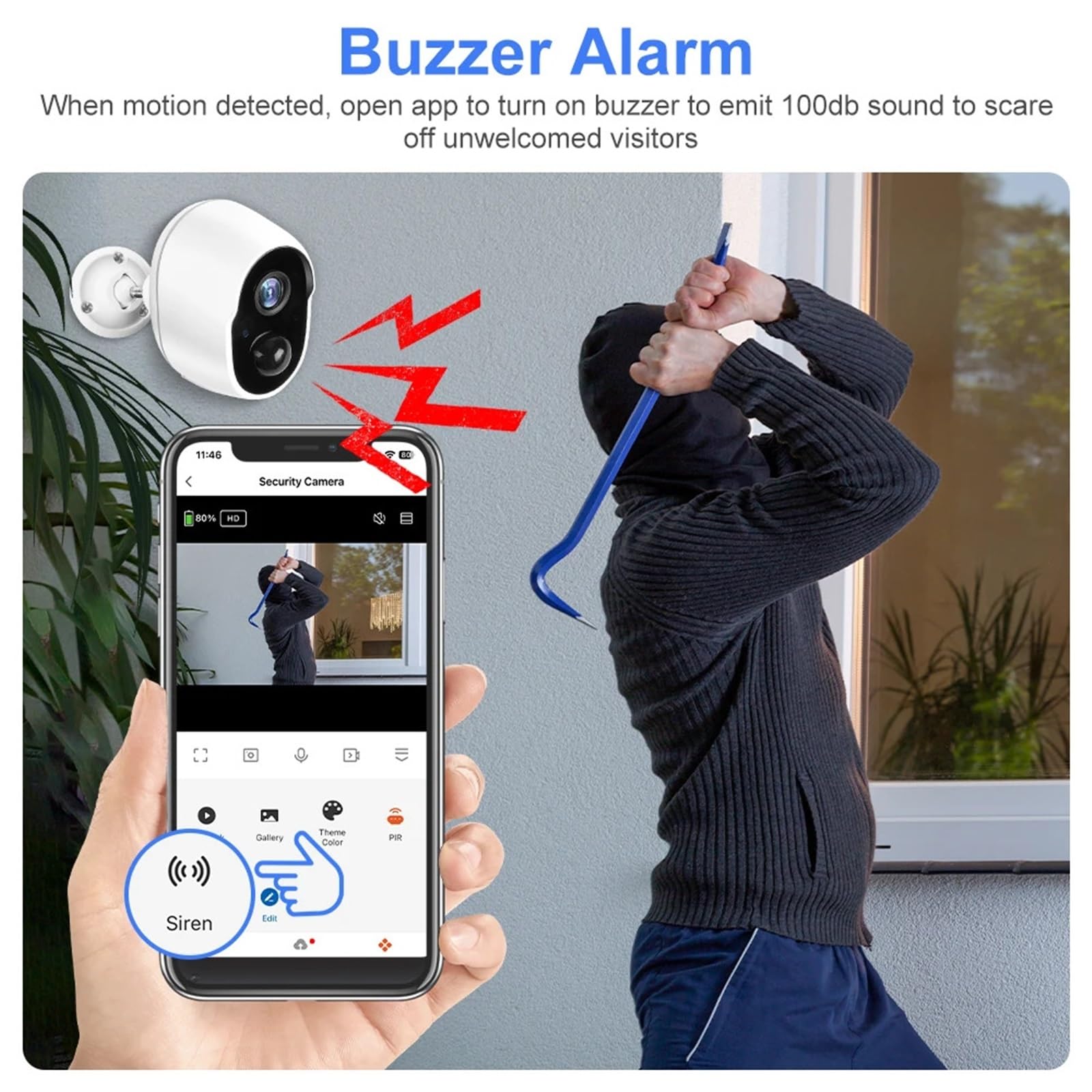 3MP Tuya Smart Life Zasilany z baterii Zewnętrzny nadzór WIFI Bezpieczeństwo Kamera do wykrywania ruchu PIR Night Vision(Camera 64G)