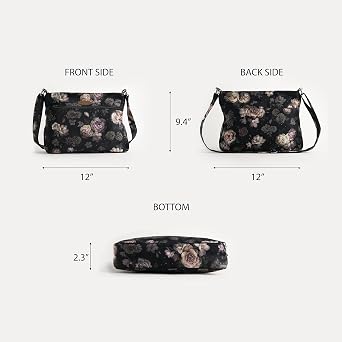 Maison d' Hermine Cross Body Bags for Women Cotton Canvas Shoulder Bag | Shopping Travel Everyday Use Tote purse Multi Zippered Pocket Sling Bag Spring Summer