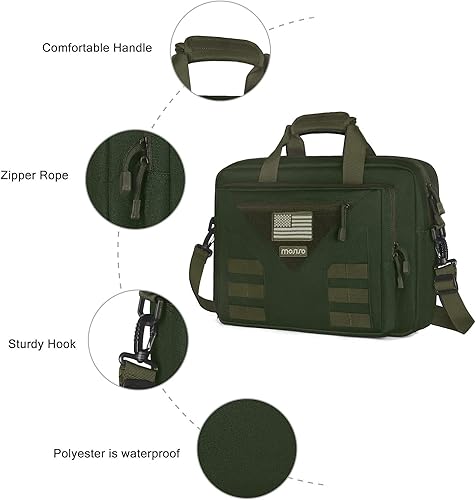 Miniatura 2 de MOSISO Bolsa de hombro táctica para laptop, 15-16 pulgadas, multifuncional, ajustable, grande, funda de transporte, bolsillos para portátil, verde