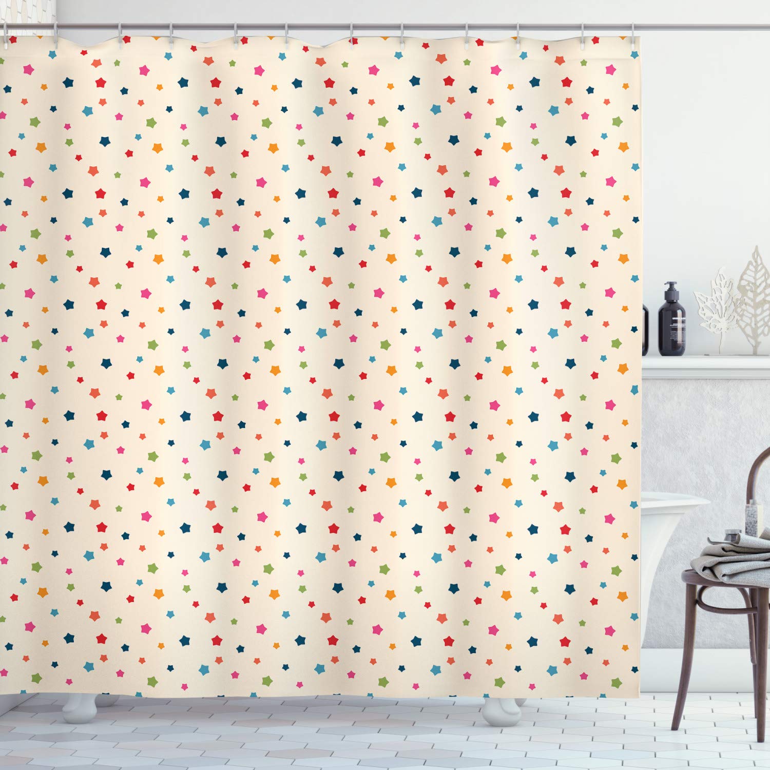 ABAKUHAUS Modern Shower Curtain, Modern Stars Texture Print in Various Sizes Limitless Stellar Cosmic Concept