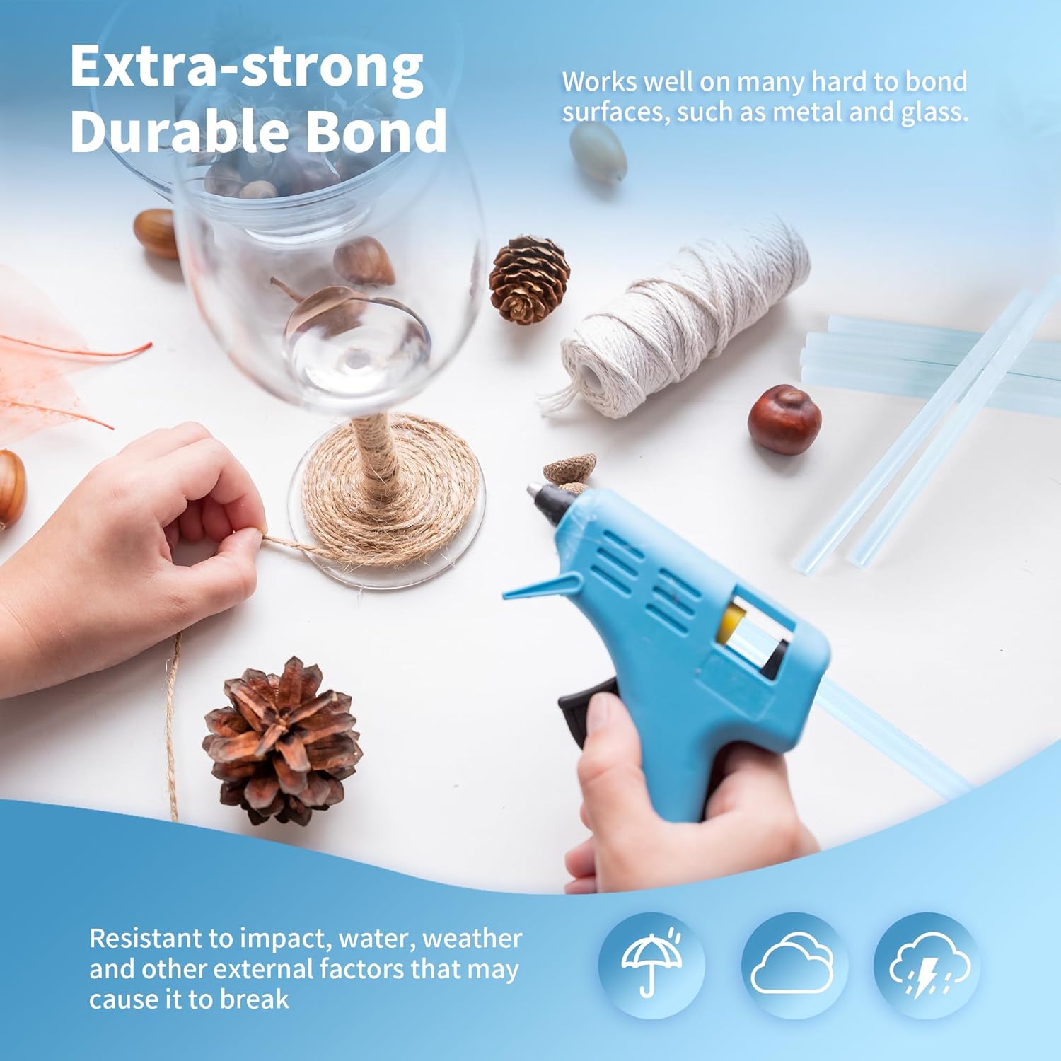 MATUFF Hot Glue Sticks Full Size, 0.43” Dia x 8” Long, 52 Pcs EVA Clear Hot Melt Glue Gun Sticks, Multipurpose Glue Sticks Bulk for Kids Adults Crafting Sealing Repairing Festival Decoration