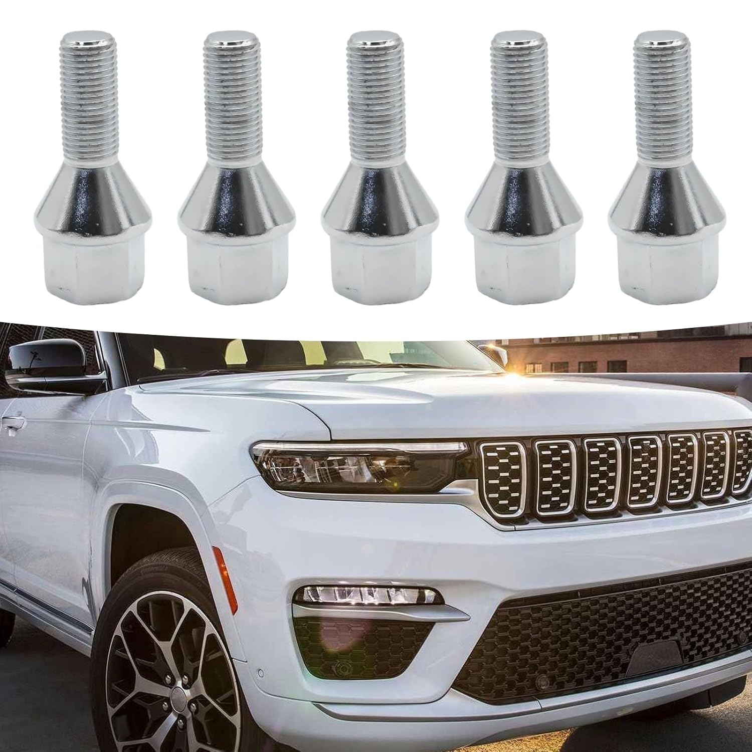 EATAKWARD 6511051AA 5Pcs Stock Wheel Lug Bolt M12x1.25, Wheel Lug Bolts 19mm Hex 28mm Shank 2.45 inch Length Replacement for Jeep Cherokee 2014-2022, Compass 2018-2022, Renegade 2015-2022