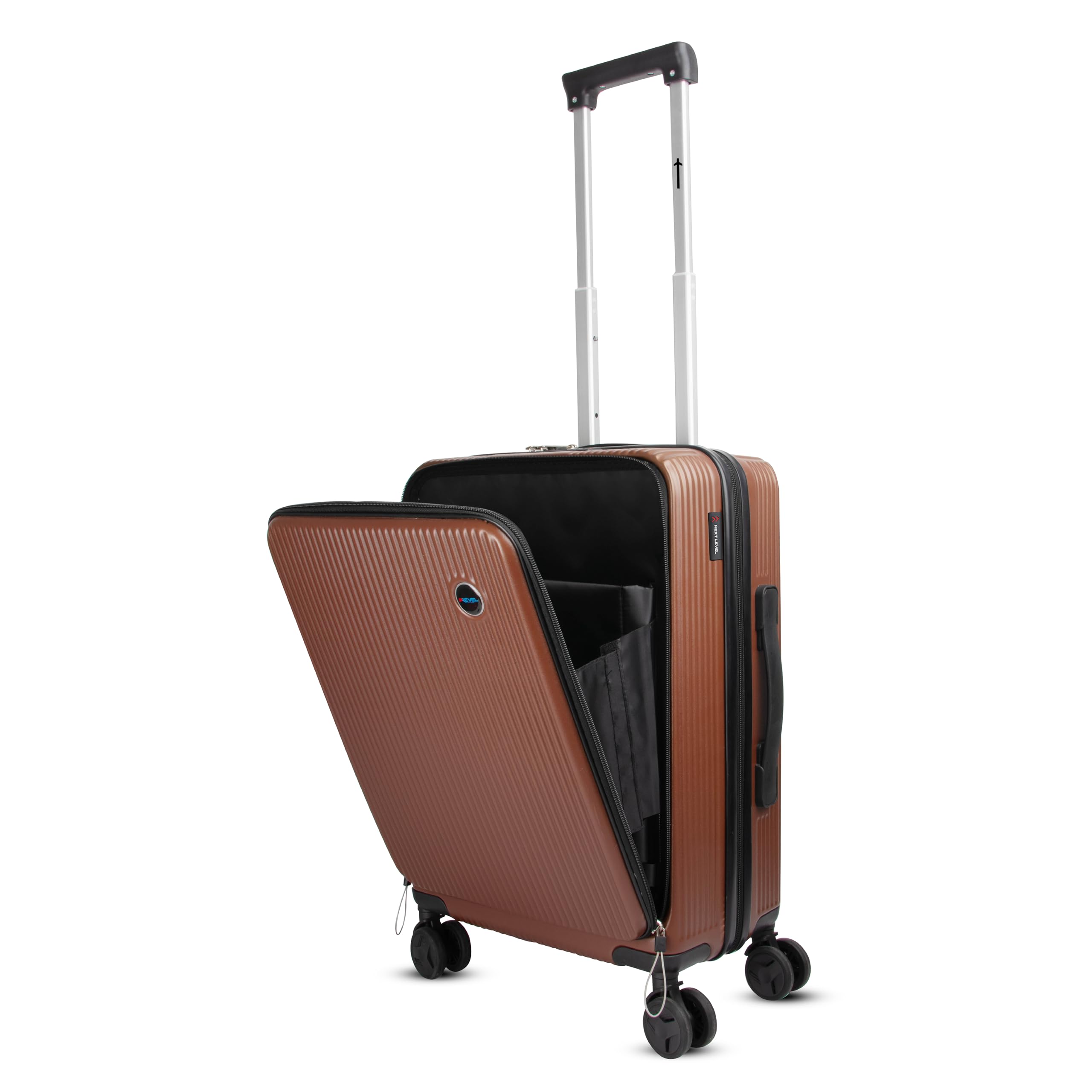 Covenant 50 cm Cabin Polycarbonate + ABS Trolley Bag with Laptop Compartment | Hard Shell 8 Spinner Wheels | Lightweight Luggage | 360° Spinner | Water Repellent | Biz Brown Suitcase-image-30
