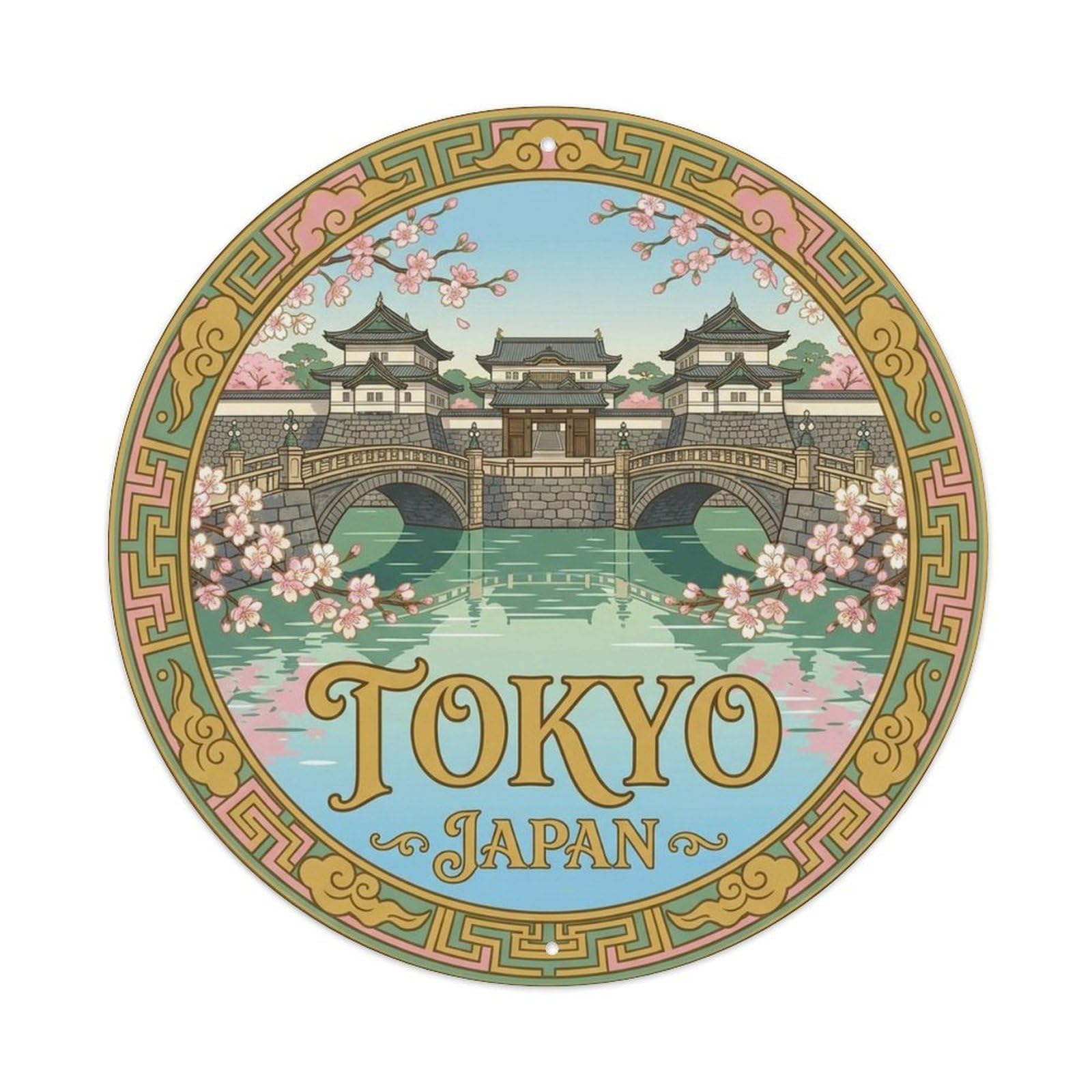 Tokyo Japan Metropolis Travel Antique Woodblock Culture Metal Tin Sign