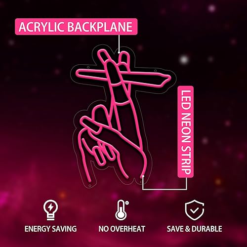Miniatura 3 de Letreros de neón de mano con luces LED rosas para decoración de pared, letreros de neón de uñas USB para salón, dormitorio, sala de estar, oficina,