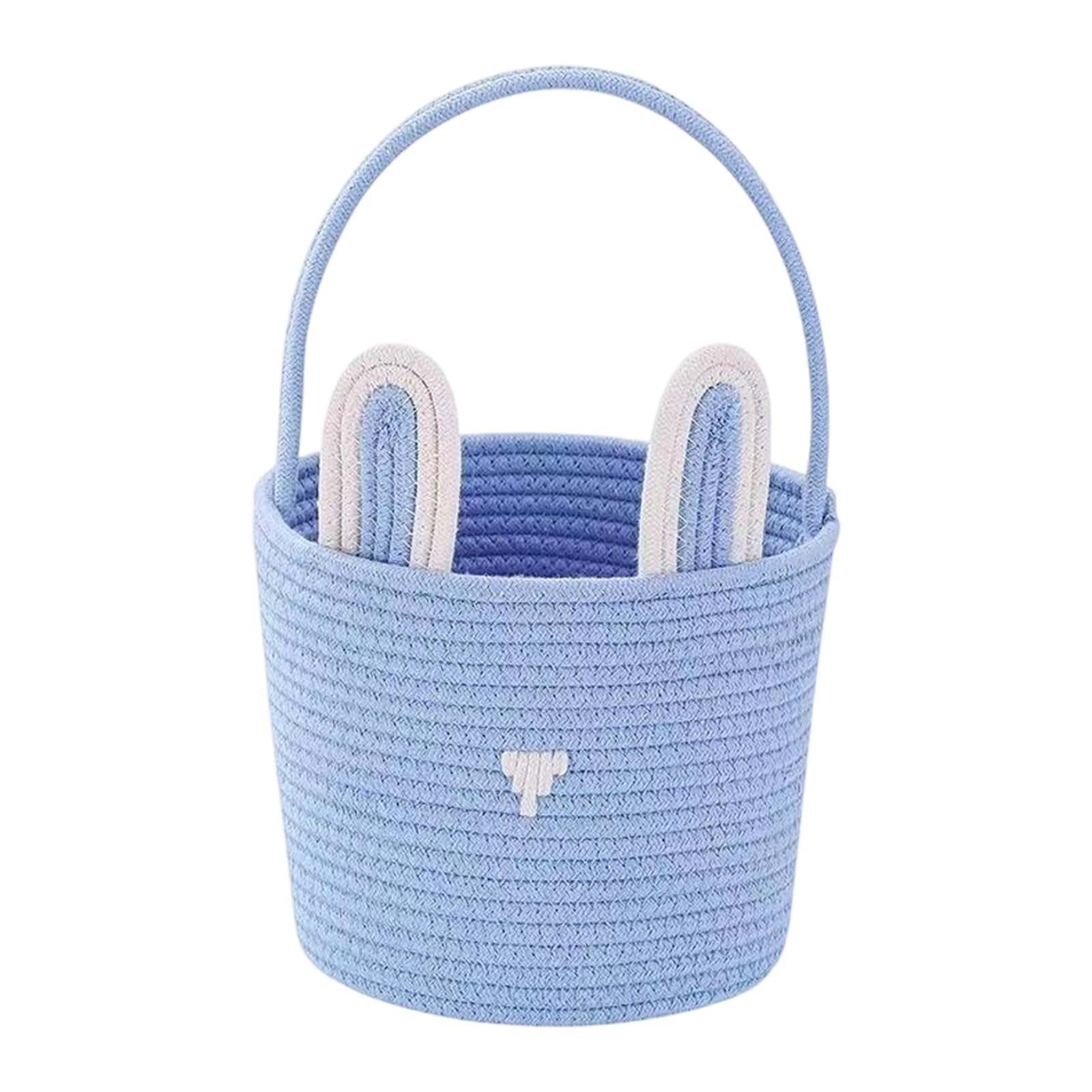 NVOQILIN Adorable Rabbits Face Easter Basket Cotton Rope for Kids Easter Eggs Collection and Treasure Hunt Decors Festival Cotton