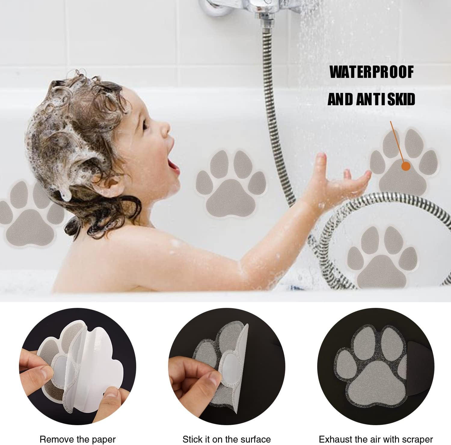 Secopad Non-Slip Bathtub Stickers, 20 Large PCS Safety Bathroom Tubs Showers Treads Adhesive Decals Scraper : Home & Kitchen