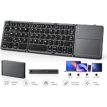 PSR Aksesuar Katlanabilir Bluetooth Klavye Touchpadli, Kablosuz Ta nabilir Klavye, Windows, Mac, Android, iPhone, iPad, Tablet ve Bilgisayar Uyumlu, Kompakt Seyahat Klavyesi