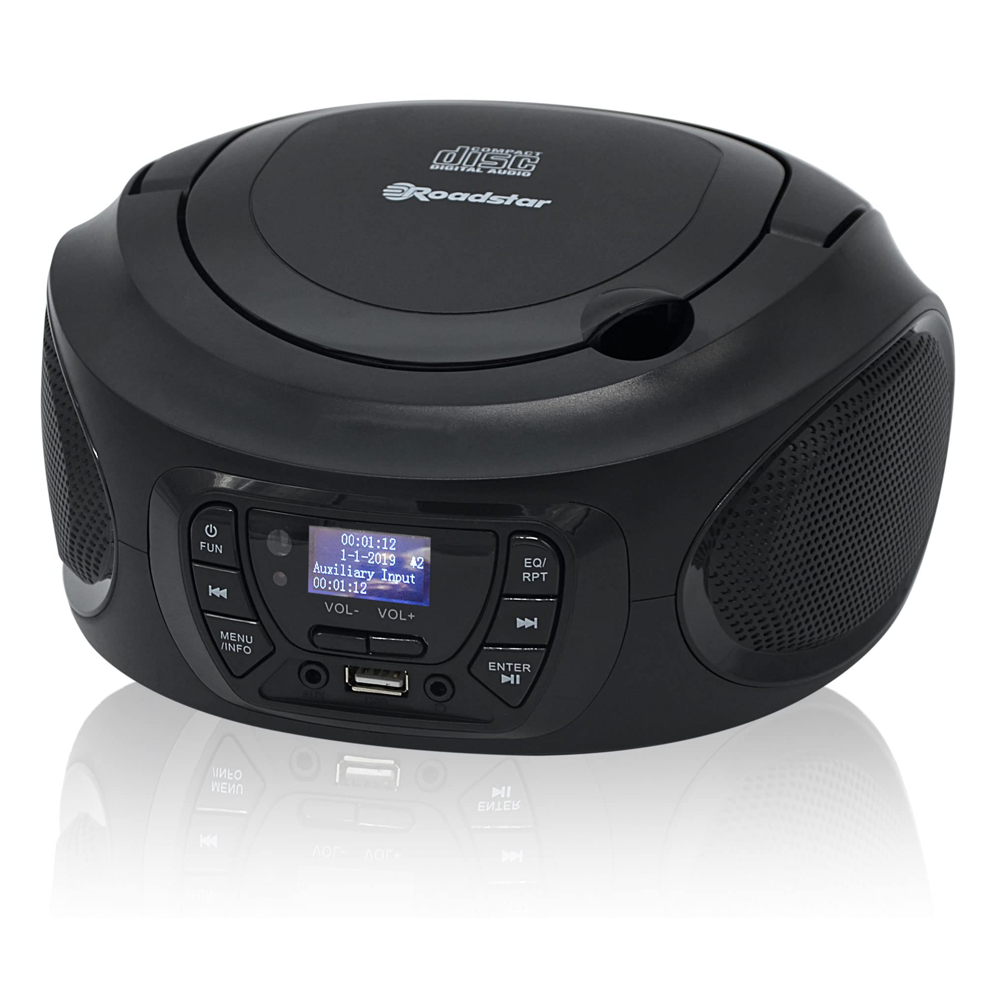 Roadstar CDR-375D+/BK Radio CD Player Portable Dab/Dab+ / FM, Lecteur CD-MP3, CD-R, CD-RW, USB, Stereo, Télécommande, AUX-in, Sortie Casque, Noir