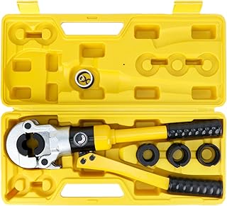 QWORK® Alicates de prensagem de tubos, 100 kN prensadora de tubos TH16, TH20, TH26, TH32, para tubos de alumínio-plástico e tubos de aço inoxidável