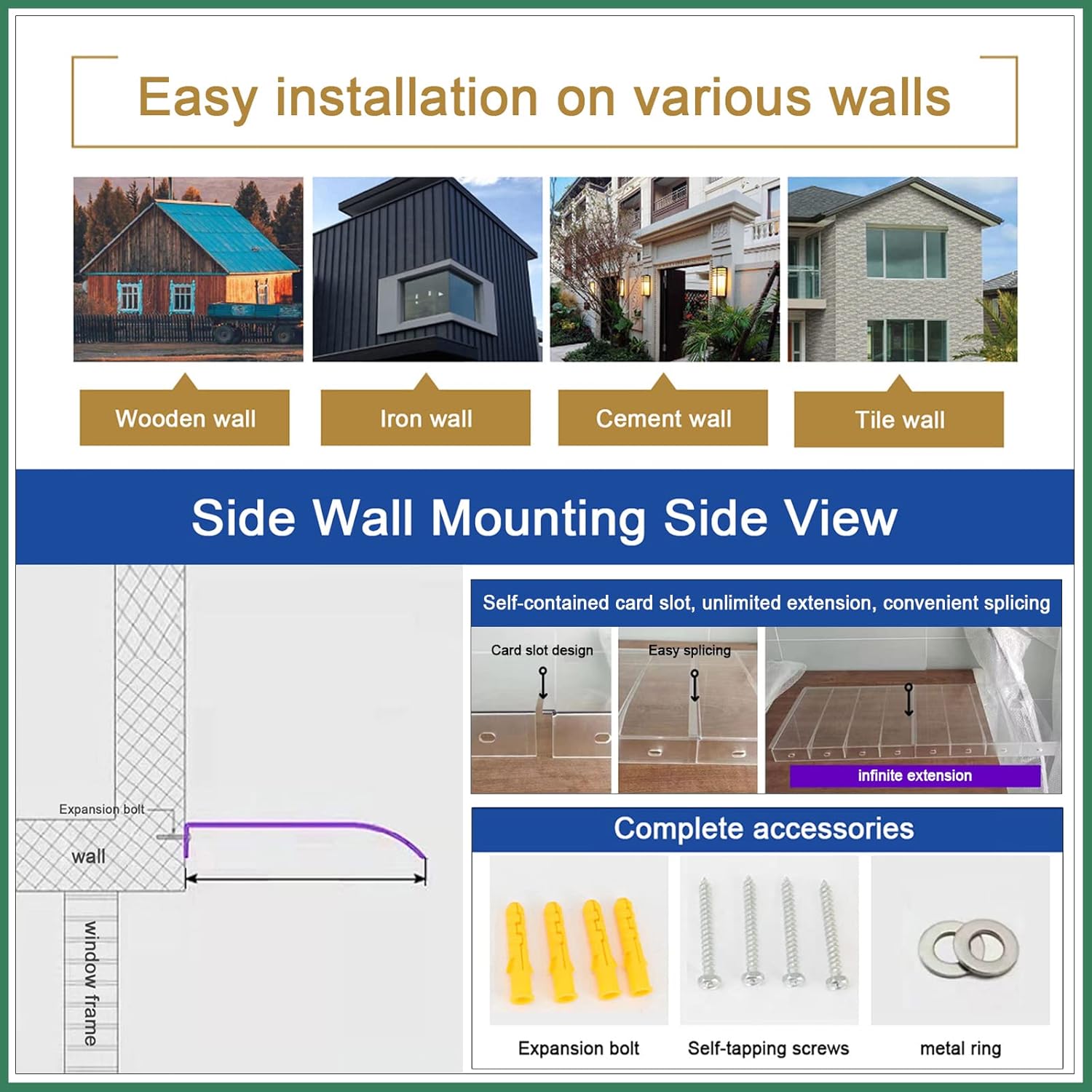 UV Protection Window Awning, Outdoor Patio Door Canopy, Modern Polycarbonate Sun Shade, Arched Entry Awning, Weather-Resistant Pergola Cover (20"x16")