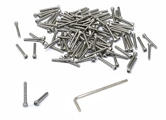 iexcell 100 Pcs #2-56 x 5/8" Stainless Steel 304 Hex Socket Head Cap Screws Bolts Kit