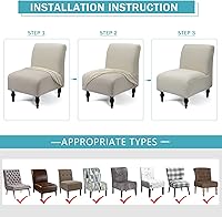 Vista 7 de Funda para silla sin brazos, elástica, de elastano, extraíble, jacquard, antideslizante, para silla de acento sin brazos, protector de muebles