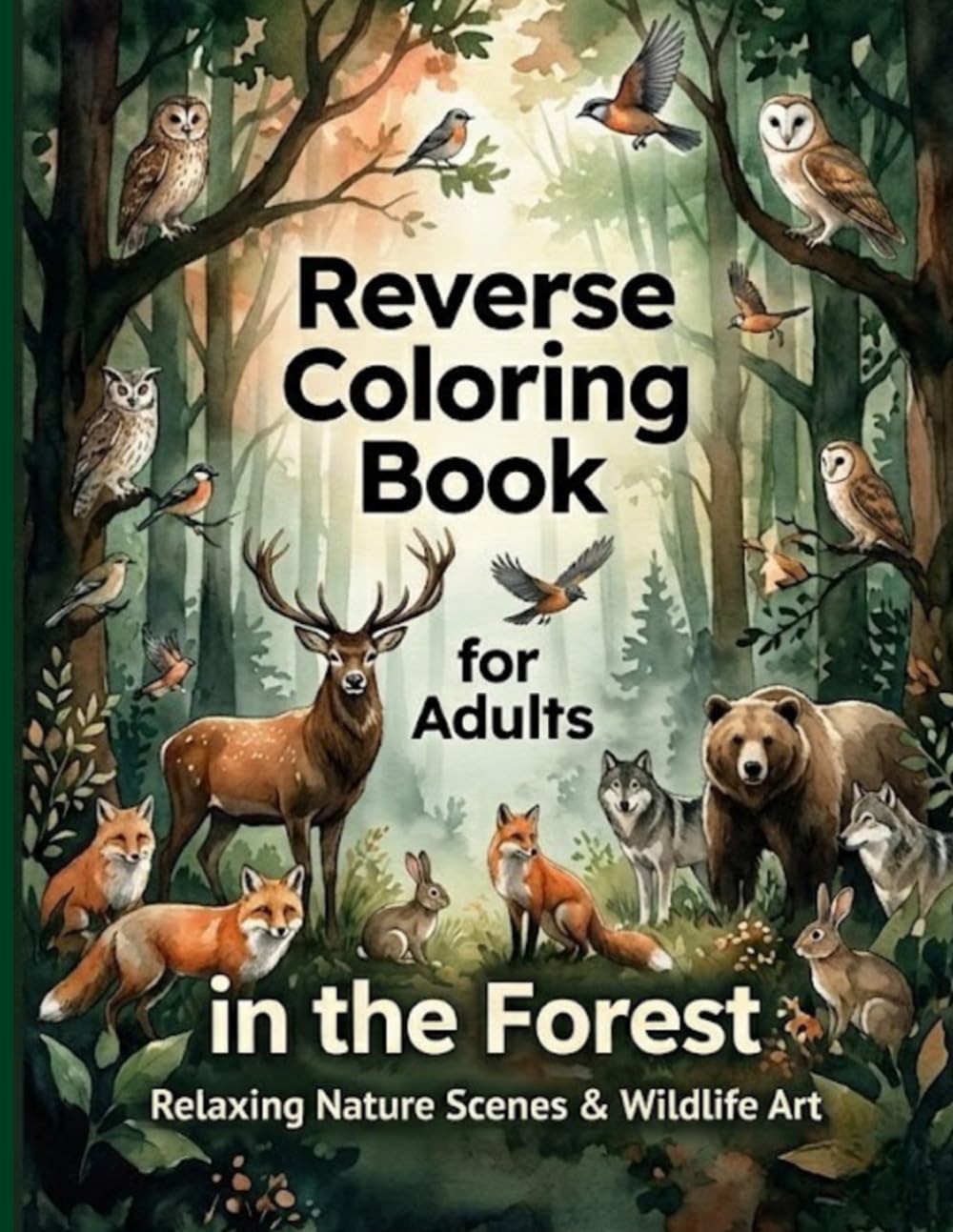 Reverse Coloring Book for Adults: in the Forest: Relaxing Nature Scenes & Wildlife Art