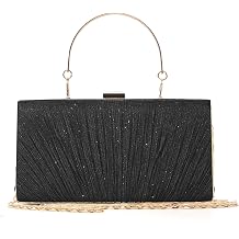 Clutch Purses for Women Pleated with Chain Evening Bag Sparkly Evening Handbag for Prom Party Wedding