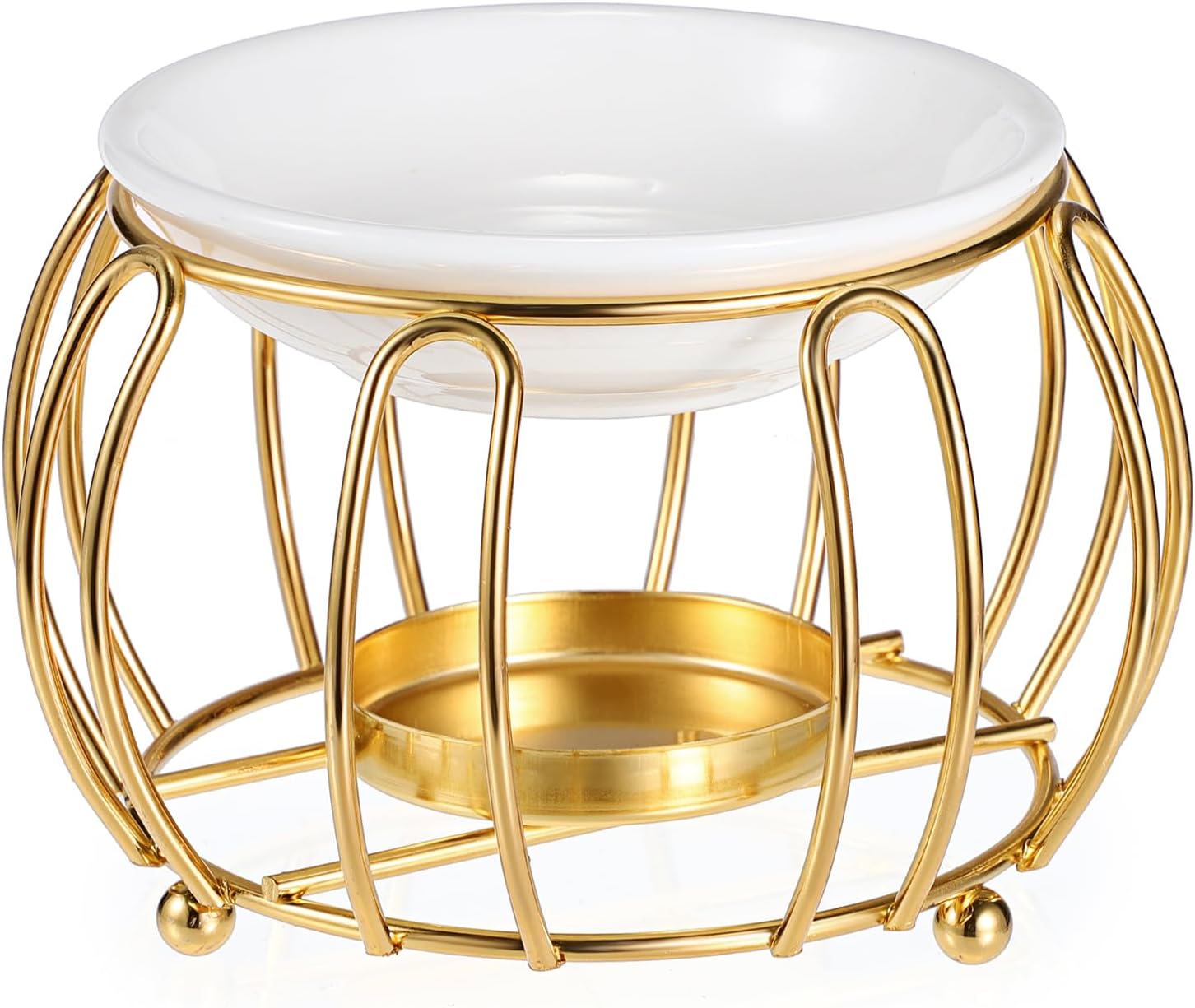 BSTKEY Metal Essential Oil Burner Wax Melt Burner with Ceramic Dish