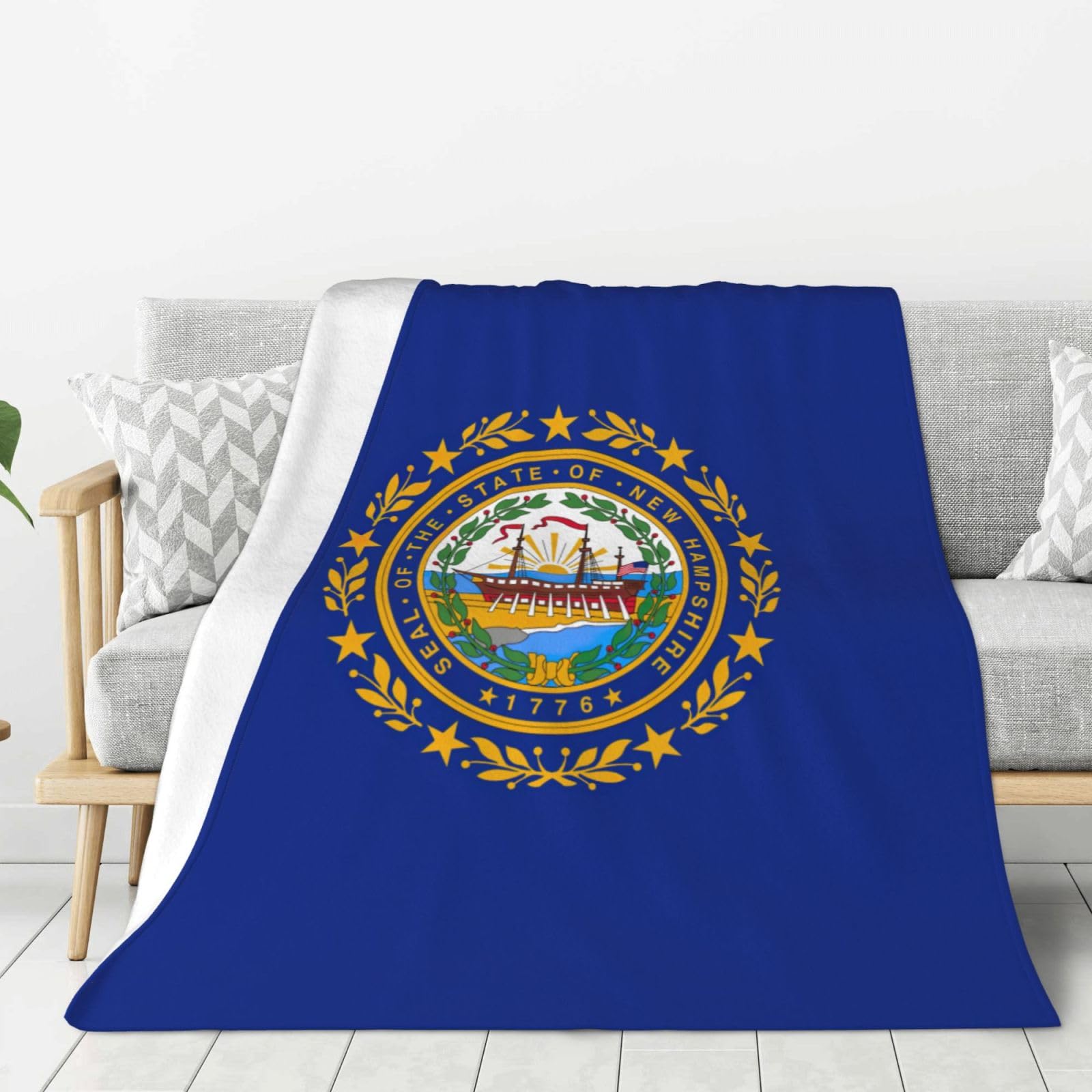 Couverture flanelle chaude drapeau New Hampshire, plaid super doux pour lit et canapé