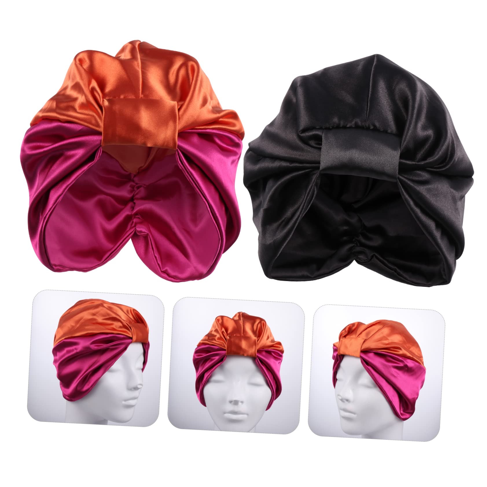 Healvian 6pezzi Cappelli Da Notte Raso Elasticizzati Da Cappelli Per La Dei Turbanti Eleganti Per Donne e Arancione