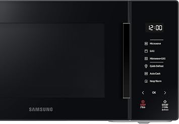 Samsung Freestanding Microwave + Grill Glass Design Crispy Cooking MG23T5018AK/ET Home Dessert Automatic Cooking 800W + 1100W 23L 49L x 27.5H x 38p Charcoal