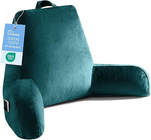 Miniatura 22 de Almohada de lectura para sentarse en la cama para adultos, almohada de lectura extra grande con espuma viscoelástica triturada, almohada de espalda