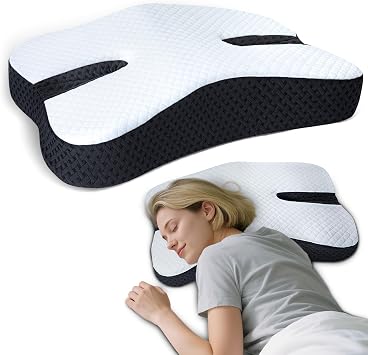 Anti-Snoring Pillow for Side Sleepers, Memory Foam Pillow for Snoring Relief, Upgrade Multifunctional Ergonomic Design for Side Sleeper - Black