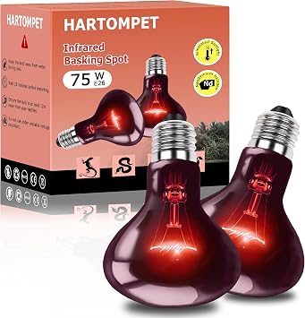 75W Infrared Basking Spot Light Bulbs Ideal for Reptiles & Amphibians, Like Bearded Dragons, Snakes & Turtles; Red Heat Lamp for Brooders, Terrariums & Turtle Tanks | 2 Pack