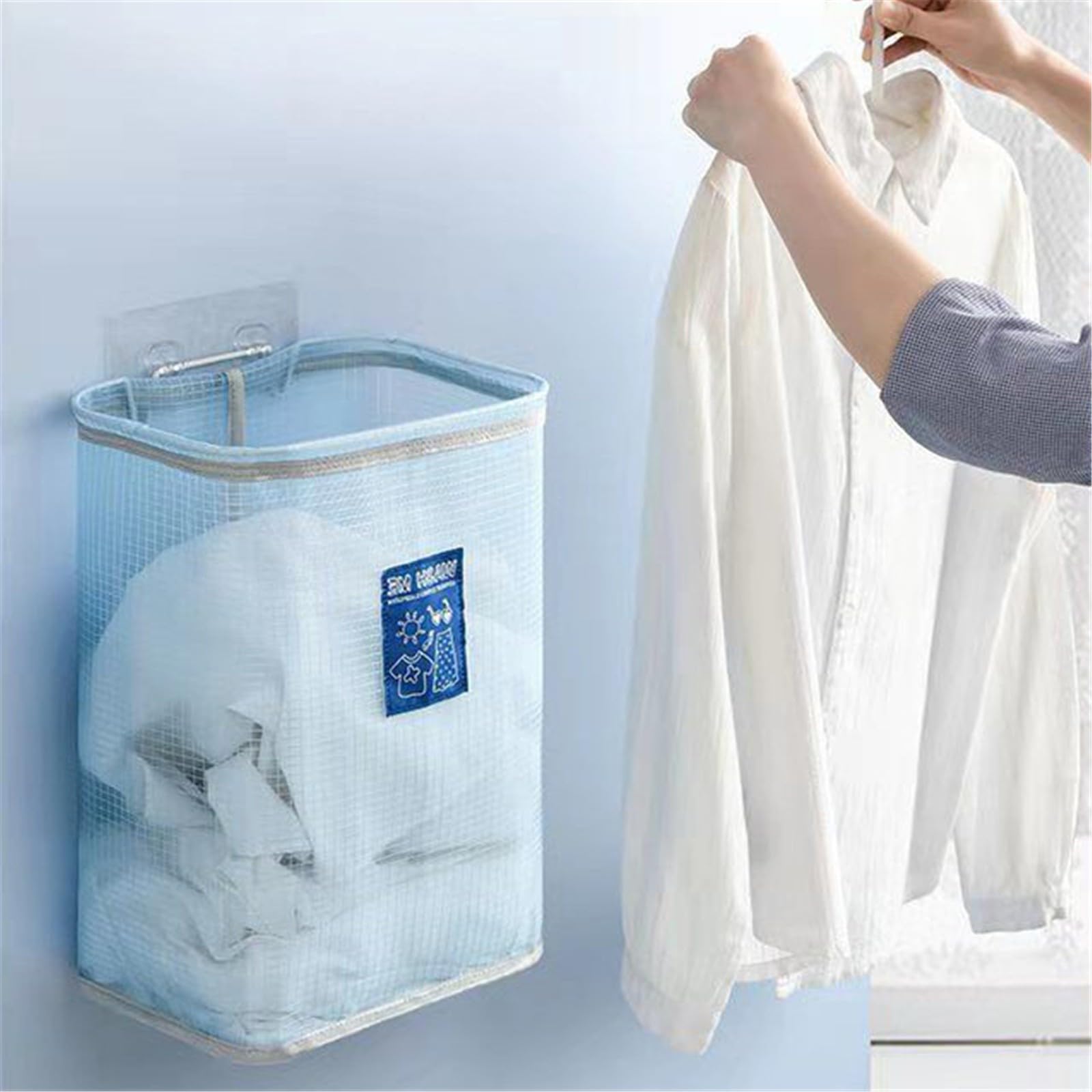 Panier à Linge Pliable En Maille Bleu - Grand Format, Aéré, Léger, Pour Vêtements Sales, Rangement Jouets Ou Affaires