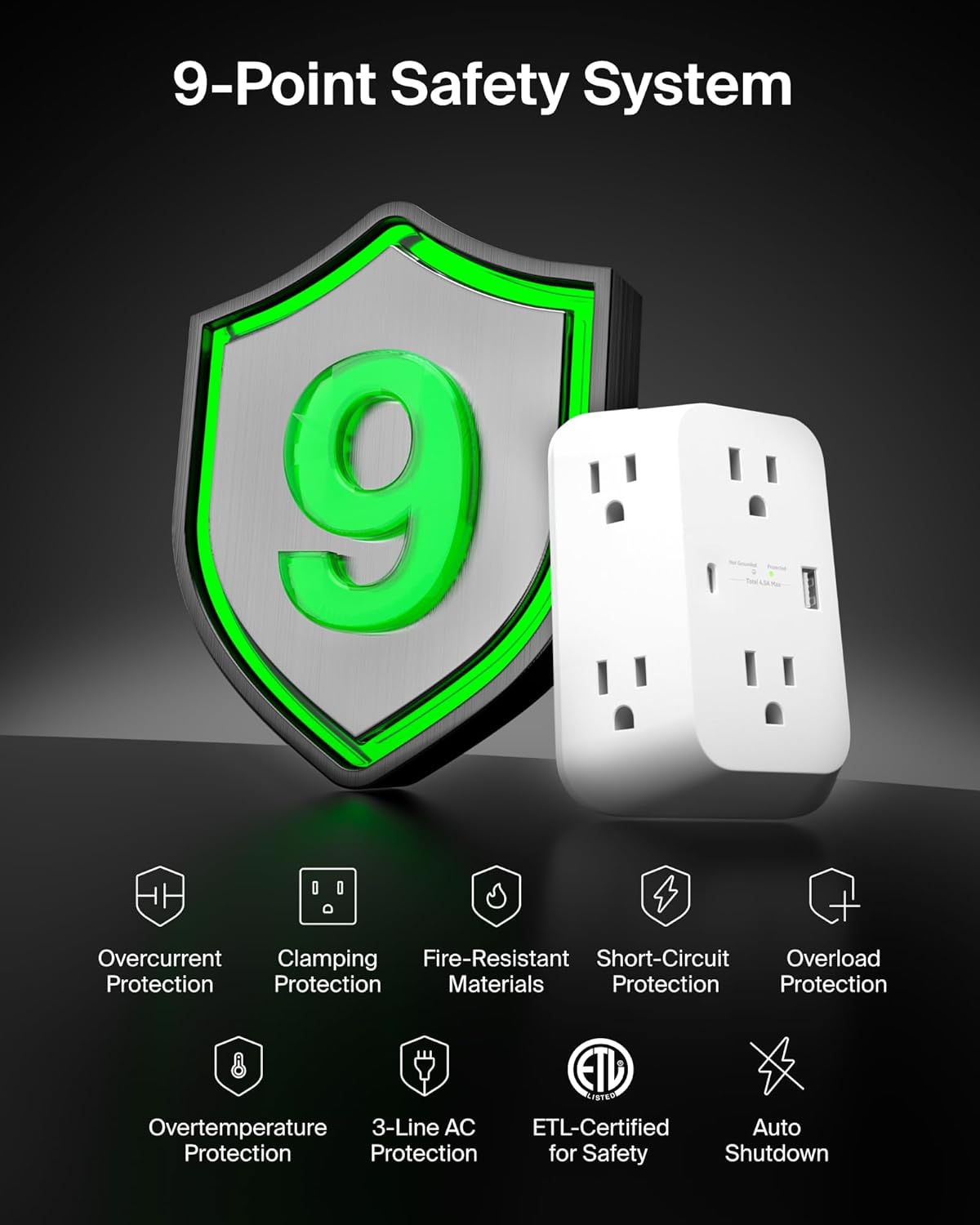 Belkin 6-Outlet Surge Protector Power Strip, USB-C & USB-A Ports w/ USB-C PD Fast Charge, ETL-Listed, Wall-Mountable w/ 6 AC Outlets, Overvoltage Protection, LED Indicator, 1,680 Joules of Protection