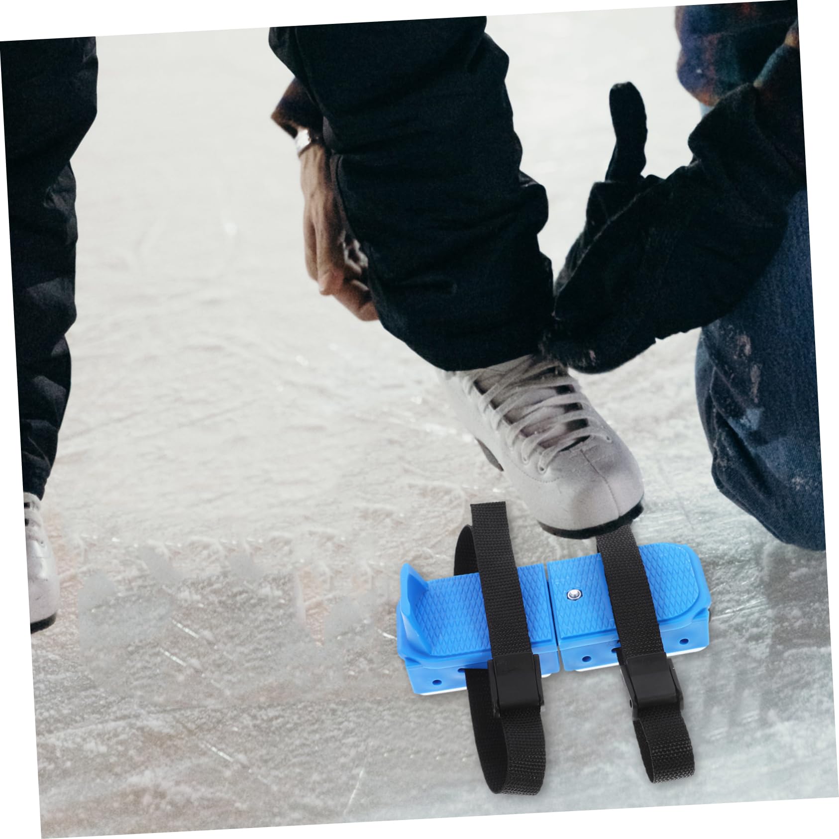 Pattini Anti-Fall per Supporto Regolabile Guardie dei Pattini Ghiaccio Pattinaggio Plastica Nero