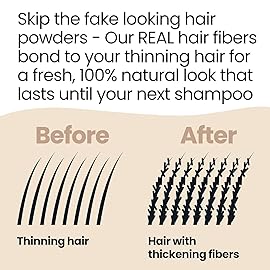 Hair Illusion Black Real Hair Fibers for Thinning Hair - 100% Natural Texture, Non Synthetic Hair Fibers - Bald Spot Cover Up for Women & Men - 38 Gram