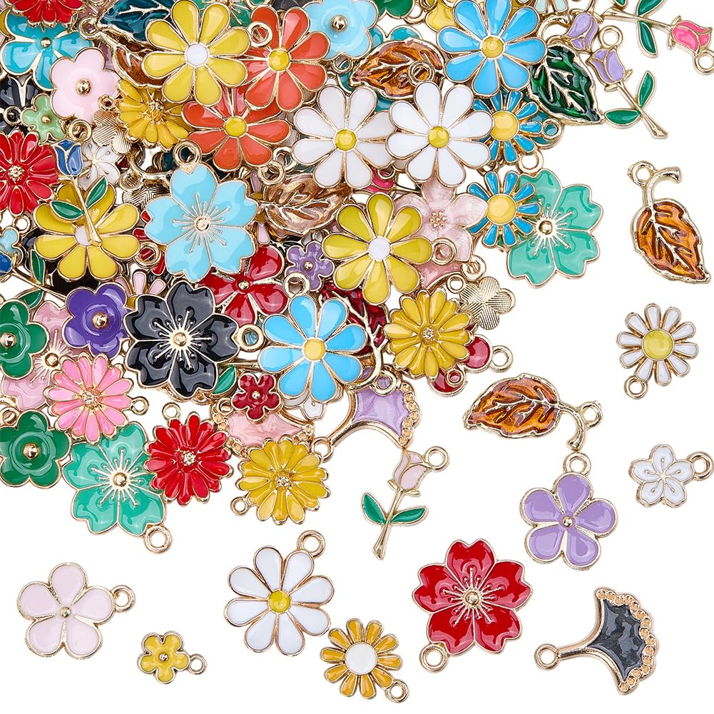 Breloques en émail fleur de cerisier et ginkgo SUNNYCLUE pour création de bijoux
