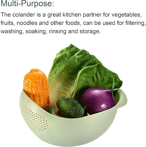 Miniatura 4 de uxcell 3 cuencos de lavado de arroz, verduras, colador de frutas, colador de arroz, cesta de drenaje de plástico multiusos para verduras, verde fruta