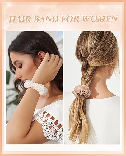 Miniatura 3 de 5 piezas de coleteros peludos - Coleteros elásticos para el cabello, bandas para el cabello con soporte para cola de caballo, accesorios para el