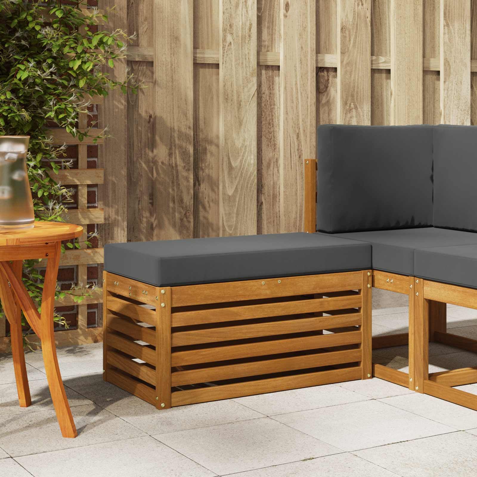 Fengshui Stołek outdoorowy ławka lite drewno akacjowe naturalne