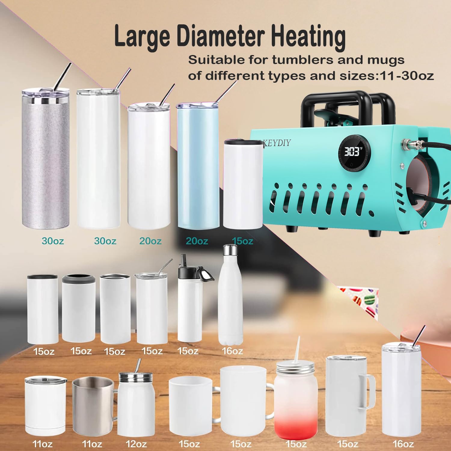 AKEYDIY Tassenpresse 30 OZ - Automatische Heat Press Für Sublimationsdruck