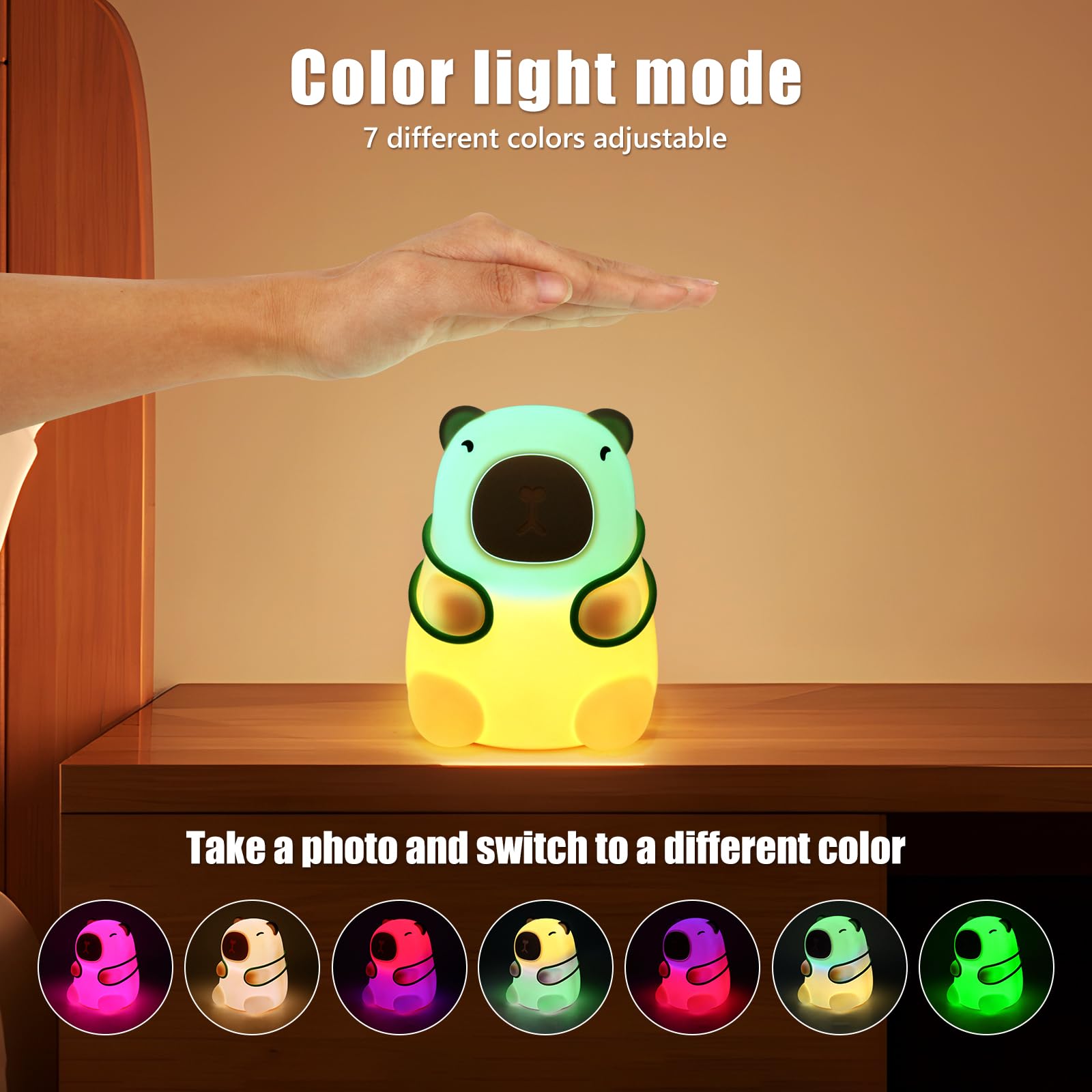 Luce notturna per bambini, simpatica lampada a forma di Capybara, luce notturna ricaricabile tramite USB, lampada da comodino in silicone, mini lampada da tavolo per camera da letto, soggiorno e