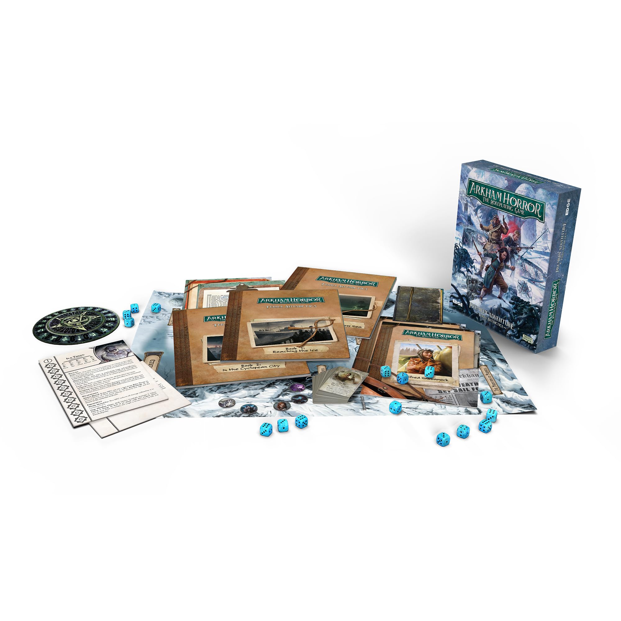 Asmodee Arkham Horror The Roleplay Terra Antarctica Adventure Book, RPG coinvolgente per bambini e adulti, età 14+, 2-6 giocatori, 1+ ora di gioco