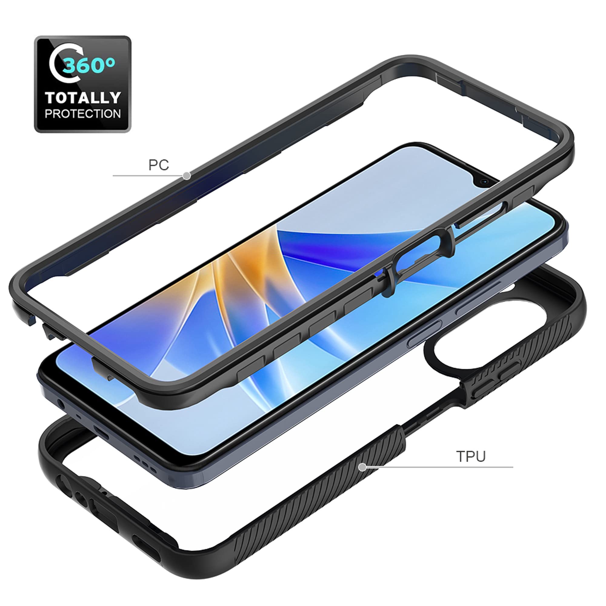 ESTH® Custodia Silicone Liquido Per Oppo A17 Con Protezione Anti-Germi E Fodera In Microfibra, Cover In Silicone A Antiurto 360°, Azzurro - Foto 6