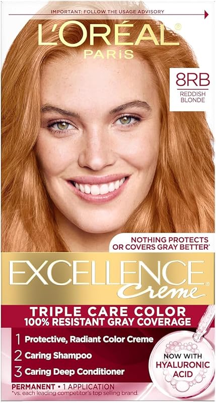 Excellence Creme Permanent Triple Care Hair Color 8RB Medium Reddish Blonde