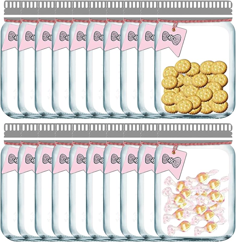 20 Pcs Mason Jar Bags Cute Reusable Food Storage Zipper Bags Leak-Proof Airtight Sealed for Kitchen Travel Camping