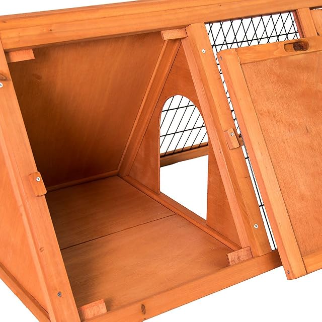 Foto 5 de 6 de Home Discount - Conejera Triangular de Madera para Conejos y cobayas, Cierre de Puerta Exterior, tamaño Grande