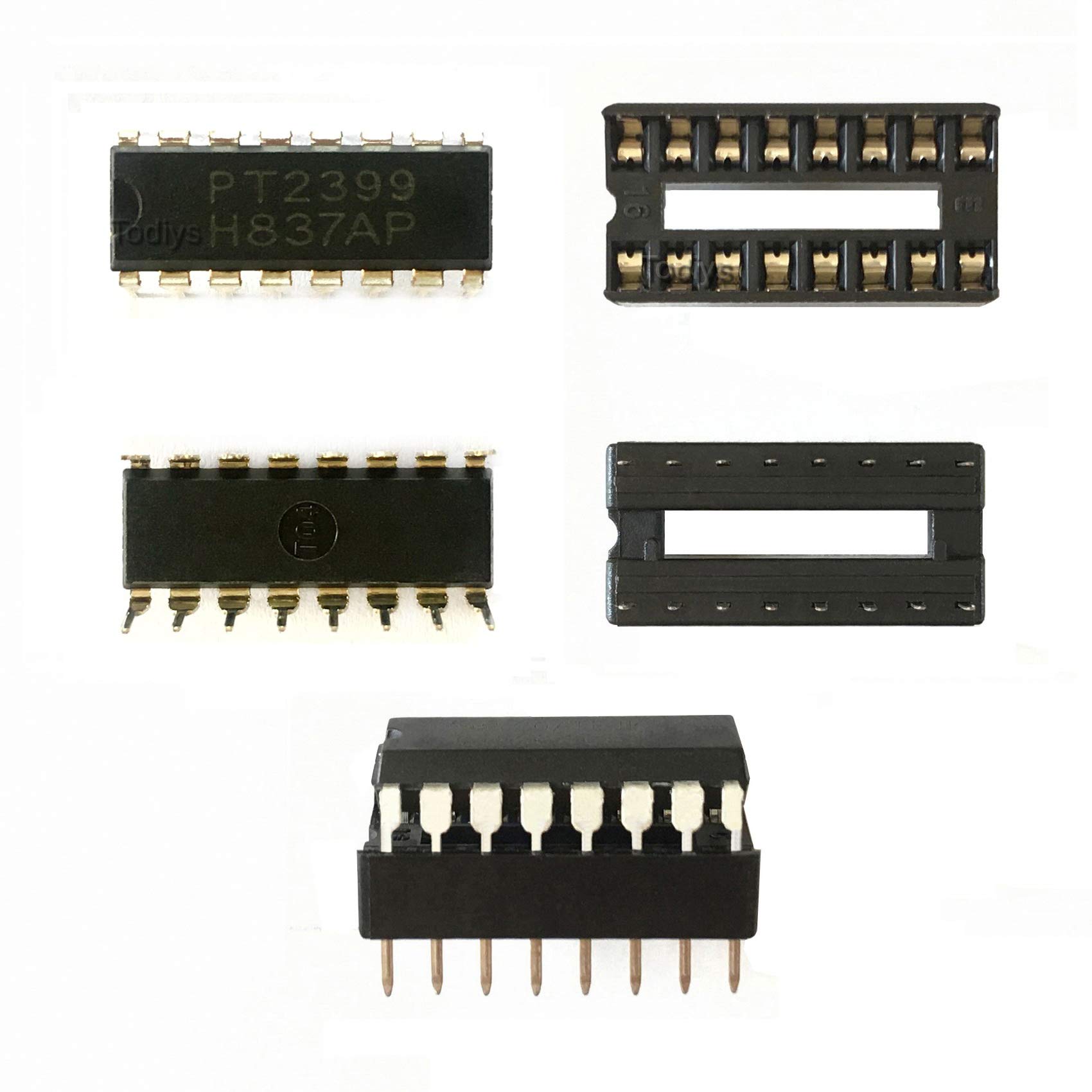 Todiys New 20Pairs for 20Pcs CD2399 PT2399 DIP-16 Echo Processor Audio Processo IC Chip + 20Pcs 16-Pin IC Sockets PT2399D