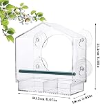 Window Bird-Feeder Birdfeeders-House Crystal Clear-Acrylic - with Strong Suction Cups and Sliding Seed Tray with Drain Drainage Holes