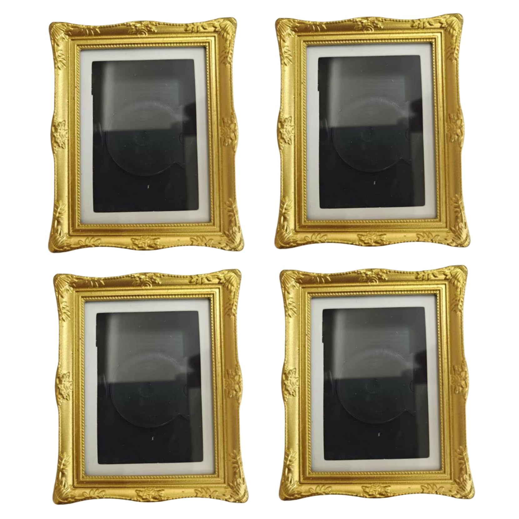 Cadres photo magnétiques 2x3 dorés en plastique gaufré pour frigo x4