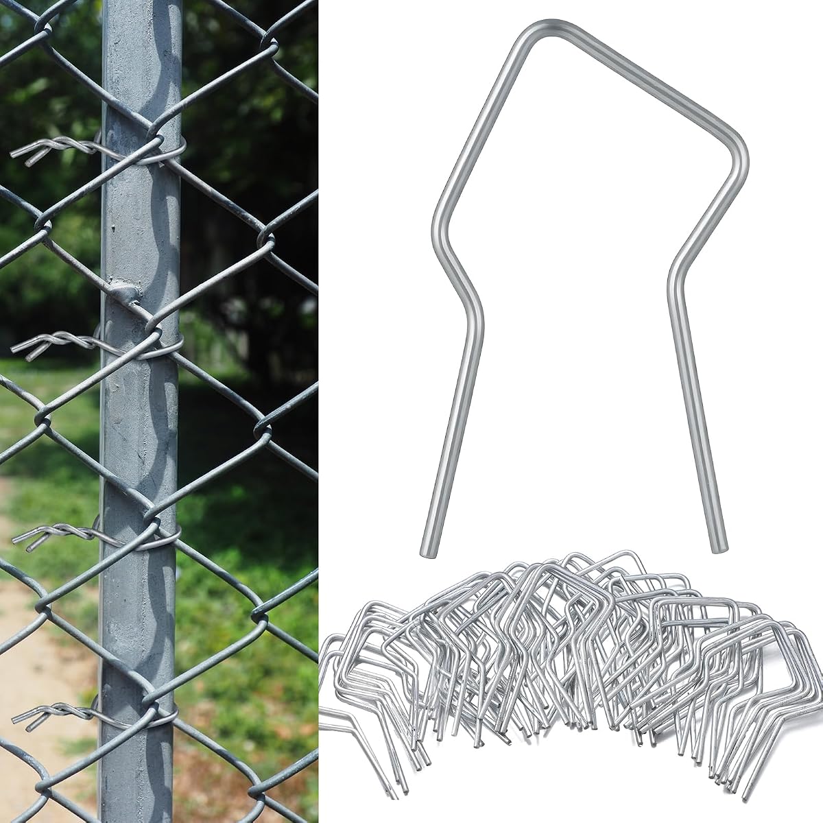 Hicarer 200 Piezas Clips para Postes en T Clips para Cercas de Alambre de Metal Clips para Cercas Preformados Lazos para Cercas de Acero Galvanizado Calibre 11 para una Instalación Rápida Asegurando Cercas Deportivas