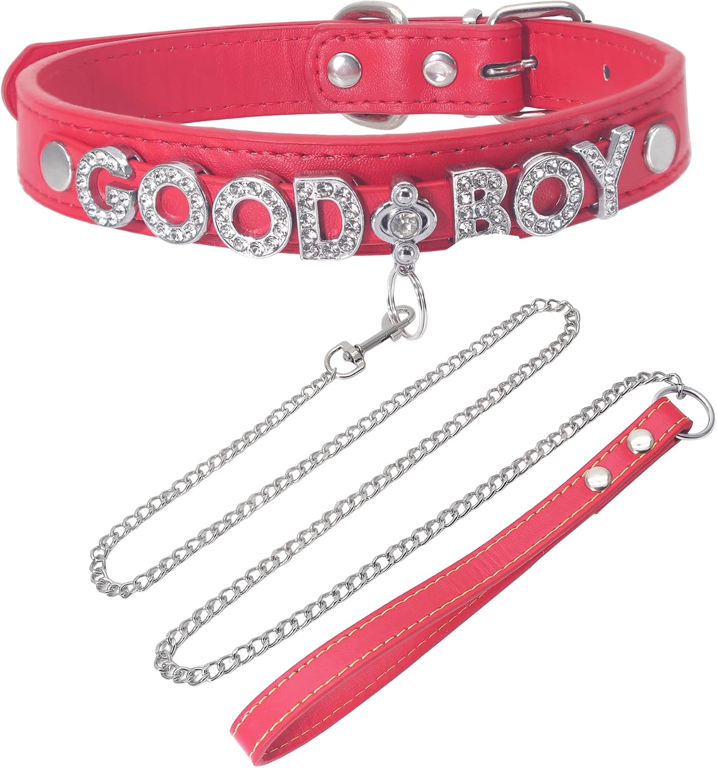 Red Choker Necklace for Women Men, Leather Choker Collar Gothic Body Chain, Rave Punk Goth Jewelry for Rave Halloween Sexy Cosplay