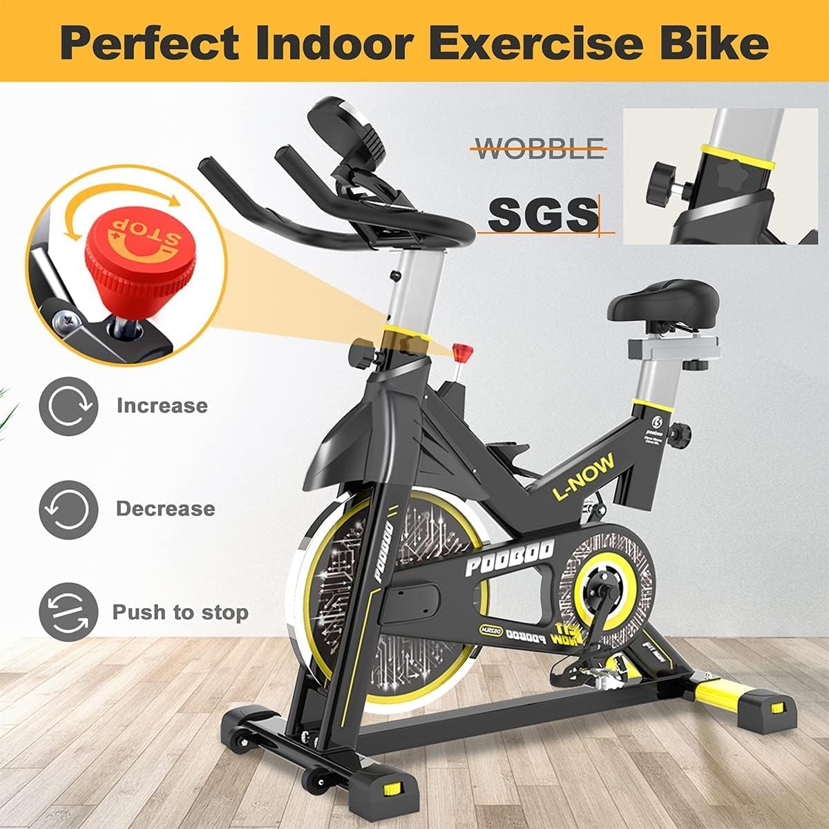 Resistance adjustment knob on the Pooboo D525 bike