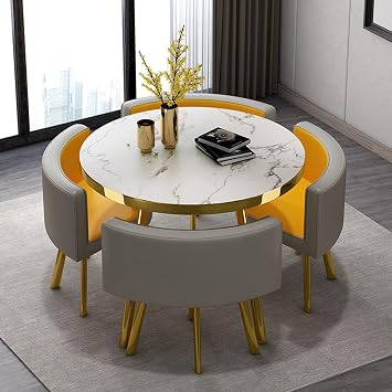 Office Reception Room Club Table and Chair Set Reception Table and Chair Combination Negotiation Table Office Shops Meetings Small Round Tables Office Conference Desk PU Faux Leather Chairs Color
